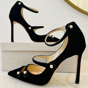 New Jimmy Choo Lacey 100, Black Velvet, Size 38